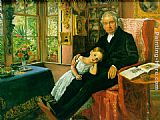 John Everett Millais Canvas Paintings - James Wyatt and His Granddaughter Mary